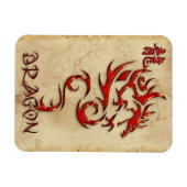 Fiery Metal-look Tribal Dragon 4 Asian Art Magnet マグネット (横)