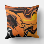 Fiery Orange Abstract Swirl Pattern クッション (裏面)