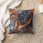 Fiery Orange Celestial Moon Pillow クッション (ブランケット)