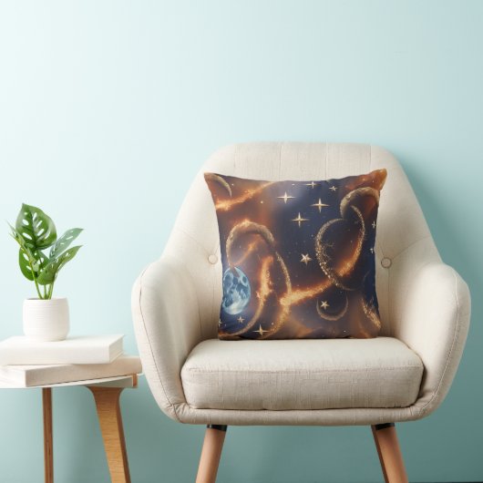 Fiery Orange Celestial Moon Pillow クッション (椅子)