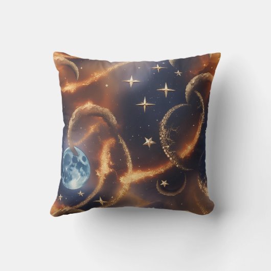 Fiery Orange Celestial Moon Pillow クッション (裏面)