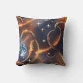 Fiery Orange Celestial Moon Pillow クッション (正面)