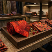 Fiery Orange Red Marble: Abstract Swirl Desgn ネクタイ