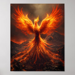 Fiery Phoenix Rising Poster ポスター