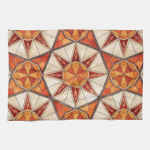 Fiery Red and Orange Starburst - Geometric Mosaic キッチンタオル (横)