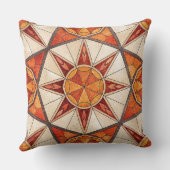 Fiery Red and Orange Starburst - Geometric Mosaic クッション (裏面)