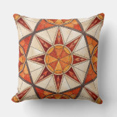 Fiery Red and Orange Starburst - Geometric Mosaic クッション (正面)