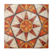 Fiery Red and Orange Starburst - Geometric Mosaic タイル (正面)