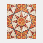 Fiery Red and Orange Starburst - Geometric Mosaic フリースブランケット (正面)