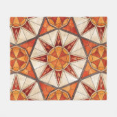 Fiery Red and Orange Starburst - Geometric Mosaic フリースブランケット (正面(横))