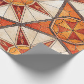 Fiery Red and Orange Starburst - Geometric Mosaic ラッピングペーパー (角)