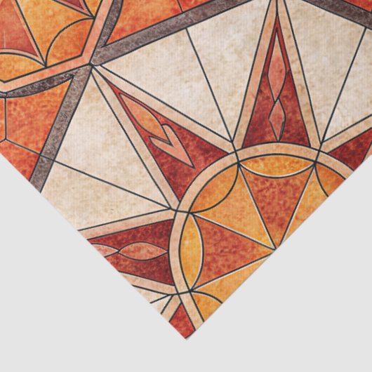 Fiery Red and Orange Starburst - Geometric Mosaic 薄葉紙 (詳細)