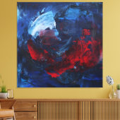 Fiery Red Blue Bold Abstract Wall Art キャンバスプリント (インサイチュ (リビング))