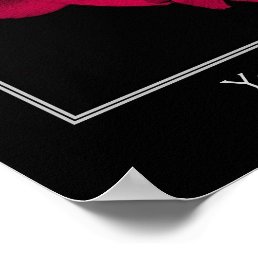 Fiery Red Peony Flower Personalized ポスター (角)