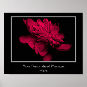 Fiery Red Peony Flower Personalized ポスター