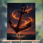 Fiery Rustic Anchor – Nautical Fantasy Wall Art アクリルサイン (ニュートラル)