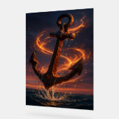 Fiery Rustic Anchor – Nautical Fantasy Wall Art アクリルサイン (傾斜)