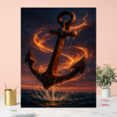 Fiery Rustic Anchor – Nautical Fantasy Wall Art アクリルサイン (ウェディング)