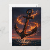Fiery Rustic Anchor – Nautical Fantasy Wall Art シーズンポストカード (正面/裏面)