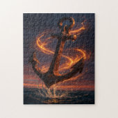 Fiery Rustic Anchor – Nautical Fantasy Wall Art ジグソーパズル (縦)