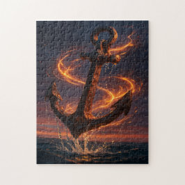 Fiery Rustic Anchor – Nautical Fantasy Wall Art ジグソーパズル