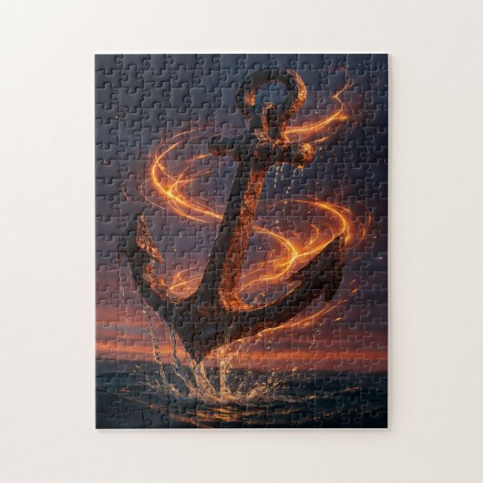 Fiery Rustic Anchor – Nautical Fantasy Wall Art ジグソーパズル (縦)