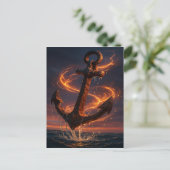 Fiery Rustic Anchor – Nautical Fantasy Wall Art ポストカード (スタンド正面)