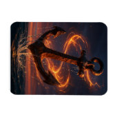 Fiery Rustic Anchor – Nautical Fantasy Wall Art マグネット (横)