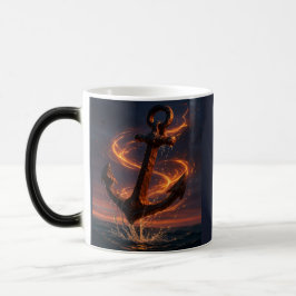 Fiery Rustic Anchor – Nautical Fantasy Wall Art モーフィングマグカップ