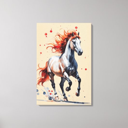 Fiery Spirit - Majestic Horse Watercolor Art  キャンバスプリント (正面)