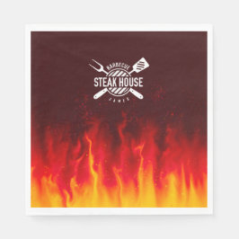 Fiery Steak House Napkins — Custom BBQ Flames スタンダードランチョンナプキン