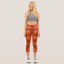 Fiery Sunset Orange Abstract Texture High-Waisted  カプリレギンス