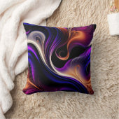 Fiery Waves - Bold Purple, Orange - Gold Abstract クッション (ブランケット)