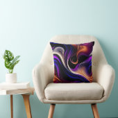Fiery Waves - Bold Purple, Orange - Gold Abstract クッション (椅子)