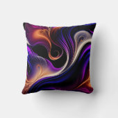 Fiery Waves - Bold Purple, Orange - Gold Abstract クッション (裏面)