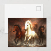 Fiery Wild Horses Running Through Smoke and Flame シーズンポストカード (正面/裏面)
