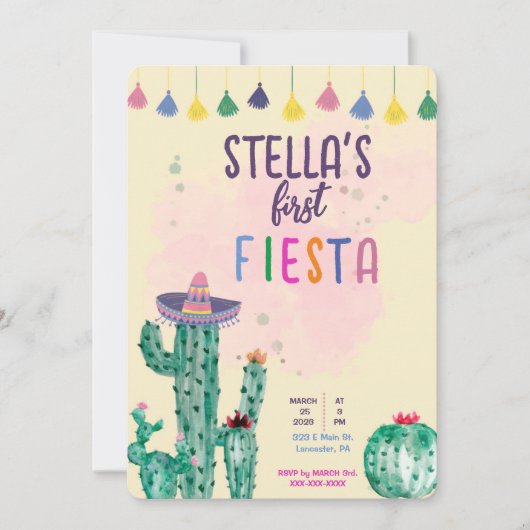 FIESTAの最初の誕生日の招待状 招待状 (正面)