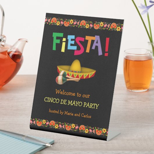 FiestaまたはCinco de Mayoパーティー(カスタマイズ可能) 台座サイン (インサイチュ)