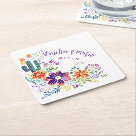 FIESTAカクティフォーカルフラワーズカスタム スクエアペーパーコースター
