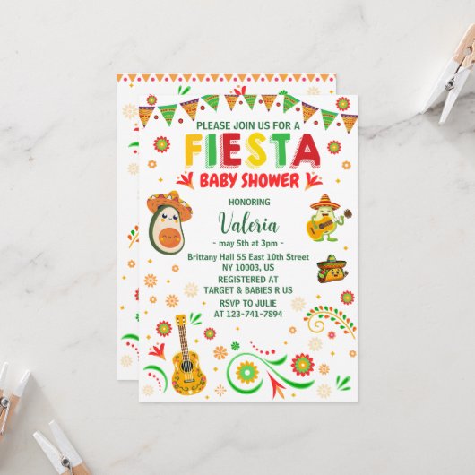fiestaベビーシャワーメキシコフォーク 招待状 (正面/裏面インサイチュ)