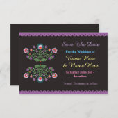 Fiestaメキシコのフローラ結婚式の招待の日付を保存 セーブザデート (正面/裏面)