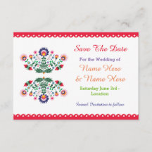 Fiestaメキシコのフローラ結婚式の招待の日付を保存