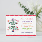 Fiestaメキシコのフローラ結婚式の招待の日付を保存 セーブザデート (スタンド正面)