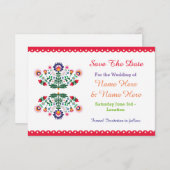 Fiestaメキシコのフローラ結婚式の招待の日付を保存 セーブザデート (正面/裏面)