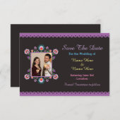 Fiestaメキシコのフローラ結婚式の招待の日付を保存 セーブザデート (正面/裏面)