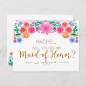 FIESTAメキシコの私のメイド・オブ・オーナー（花嫁付き添い人）カード 招待状 (正面/裏面)
