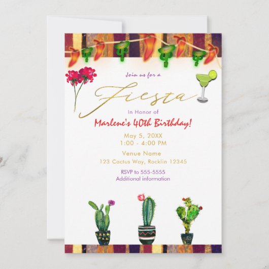 FIESTA金ゴールドサウスウエストサクションサボティバースデーパーティー 招待状 (正面)