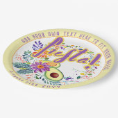 FIESTA アボカド フォークアート フラワーズ カスタム ペーパープレート (アングル)