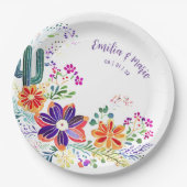 FIESTA カクタス フォークアート フラワーズ カスタム ペーパープレート (正面)