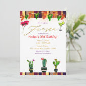 FIESTA ゴールド サウスウエスト サボテン 誕生日パーティー 招待状 (スタンド正面)